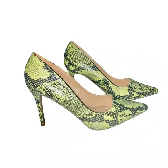 ROUGE* Women’s Neon Green & Black Snake Print Pointed Heels Size 10 - Picture 3 of 8